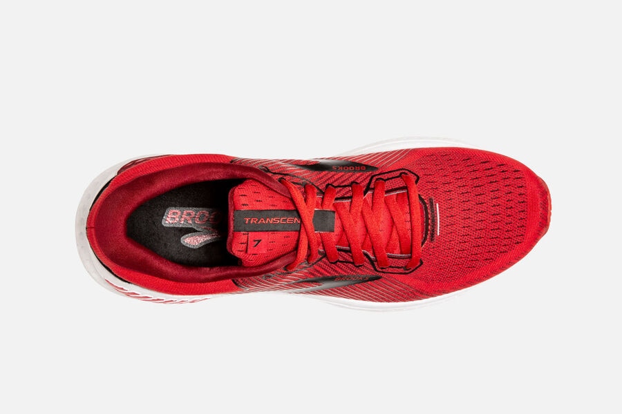 Brooks Transcend 7 Road Running Shoes Mens - Red/Black - CBWUL-4615